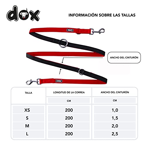 DDOXX Correa Perro Multiposición Air Mesh, Ajustable en 3 tamaños, 2m | Muchos Colores & Tamaños | para Perros Pequeño, Mediano y Grande | Correa Accesorios Doble 2 Gato Cachorro | Rojo, S