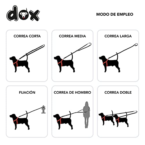 DDOXX Correa Perro Multiposición Air Mesh, Ajustable en 3 tamaños, 2m | Muchos Colores & Tamaños | para Perros Pequeño, Mediano y Grande | Correa Accesorios Doble 2 Gato Cachorro | Rojo, S