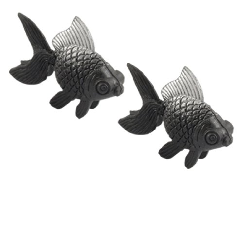 DealMux Jardin de plástico movió la Cola de Milano 2 Piezas Decorativas para Goldfishes Acuario, Negro