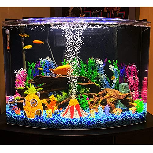 Decoraciones para acuarios, 4 piezas de accesorios para pecera, casa de piña, isla de Pascua, Hom Krusty cangrejo Chum cubo para peces beta ermitaño, tortuga, camarones de agua dulce y agua salada