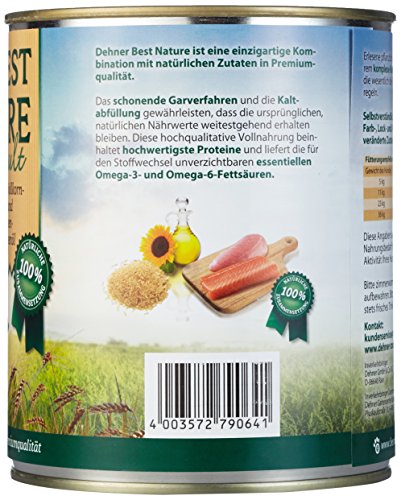 Dehner Best Nature - Comida para Perros Adultos (salmón y Aves de Corral con arroz, 6 x 800 g (4,8 kg)