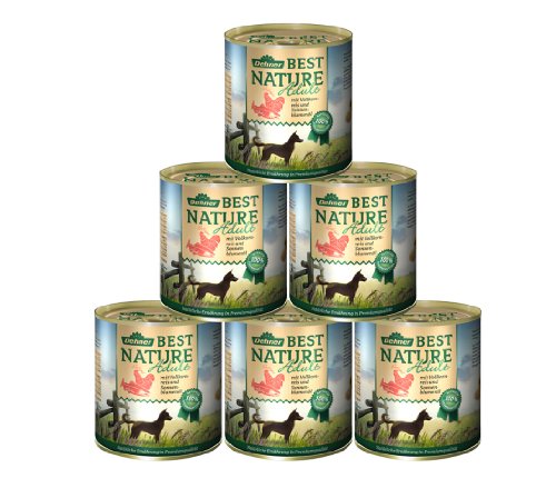 Dehner Best Nature - Comida para Perros Adultos (salmón y Aves de Corral con arroz, 6 x 800 g (4,8 kg)