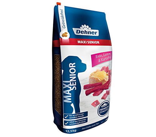 Dehner Comida Seca para Perros Maxi Senior, Pato y Cordero con Patata, 12,5 kg