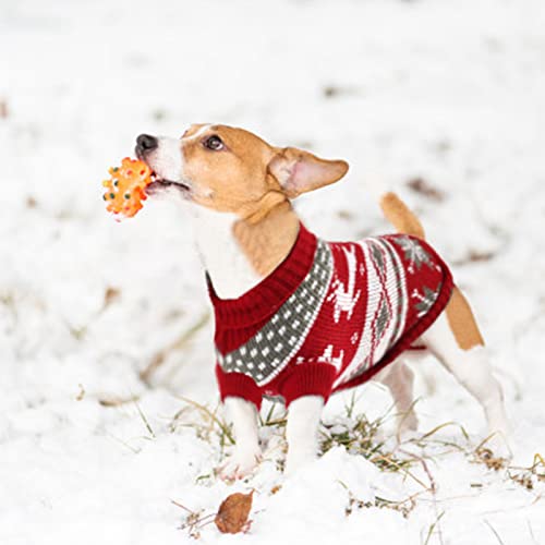 Dereine Jersey de Navidad para Mascotas,Suéter Navidad Mascotas,Jersey de Navidad Perro,Disfraz de Gato para Perro con Patrón de Reno,Invierno,Suéter para Perros Pequeños,Gato (rojo y blanco, X-Large)