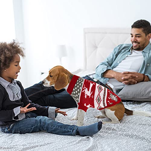 Dereine Jersey de Navidad para Mascotas,Suéter Navidad Mascotas,Jersey de Navidad Perro,Disfraz de Gato para Perro con Patrón de Reno,Invierno,Suéter para Perros Pequeños,Gato (Gris, Small)