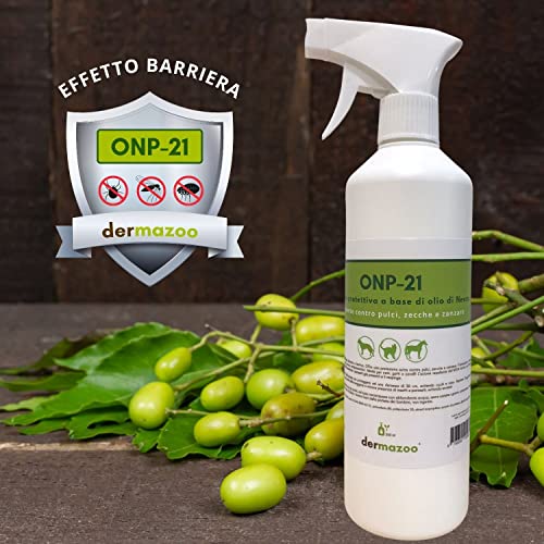 Dermazoo Loción a base de aceite de neem ONP-21 – Loción en spray lista para usar – Repelente y protector contra pulgas, peces, mosquitos y mosquitos