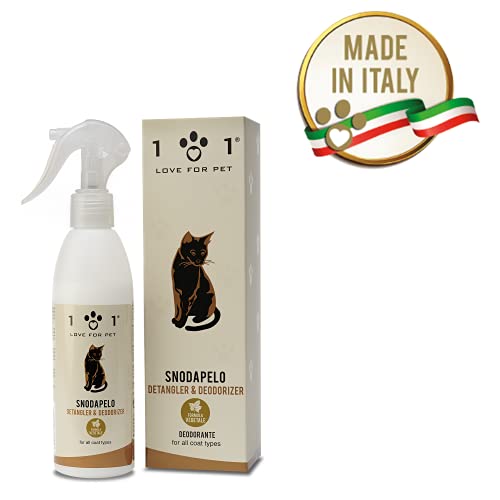 Desenredante y Desodorante para Gatos, 250ml - Acondicionador Natural Spray, Afloja Nudos, Suaviza el Pelo y Perfuma - No Requiere Aclarado y Agua - Apto para Todo Tipo de Pelo, Línea 101