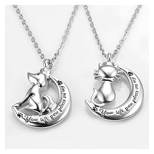 Df819 Joyería conmemorativa de mascotas for cenizas colgante perro gato que dejó las huellas de la pata en mi corazón del collar de la urna del corazón Joyería de recuerdo Collares de cremación