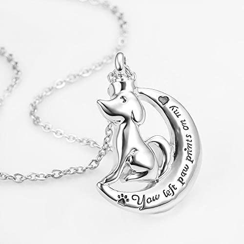 Df819 Joyería conmemorativa de mascotas for cenizas colgante perro gato que dejó las huellas de la pata en mi corazón del collar de la urna del corazón Joyería de recuerdo Collares de cremación