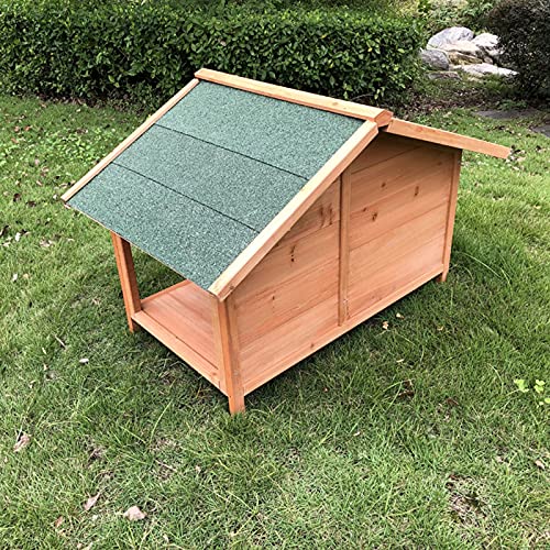 DHYBDZ Casa para Perros con Porche, Perrera Grande para Perros pequeños medianos Grandes, casa de Animales de Madera con Piso Elevado Impermeable,A