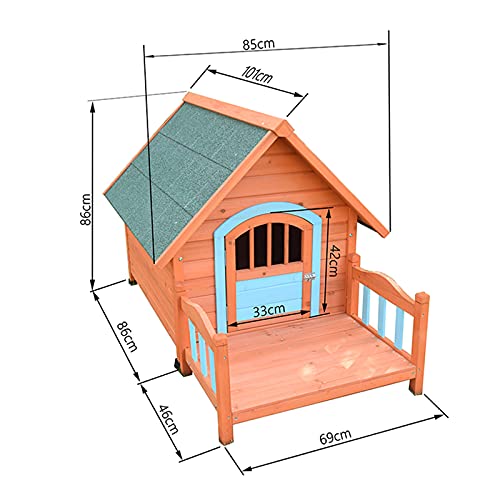 DHYBDZ Casetas para Perros Medianas y pequeñas Resistentes a la Intemperie con Porche, caseta de Madera para Perros al Aire Libre con Patas Ajustables, Refugio para Mascotas a Prueba de frío