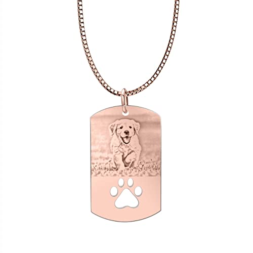 Día de las Madres Amantes de las Mascotas Simpatía Recuerdo Regalo Etiqueta de perro Impresión de la pata Collar de fotos para las mujeres Hombres Niñas Personalizado Memorial Collares Gato Mamá