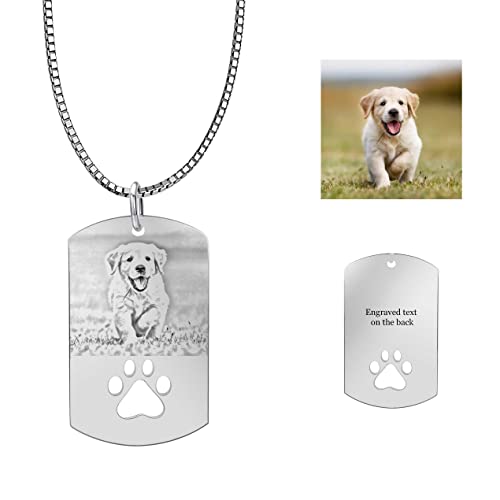 Día de las Madres Amantes de las Mascotas Simpatía Recuerdo Regalo Etiqueta de perro Impresión de la pata Collar de fotos para las mujeres Hombres Niñas Personalizado Memorial Collares Gato Mamá