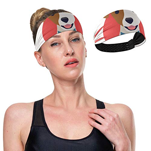 Diadema para correr para mujer Jack Russell Terrier Perro Cachorro Mascota Estirar Diademas elásticas con correas elásticas antideslizantes para correr Fitness Baloncesto Baile Se adapta a t