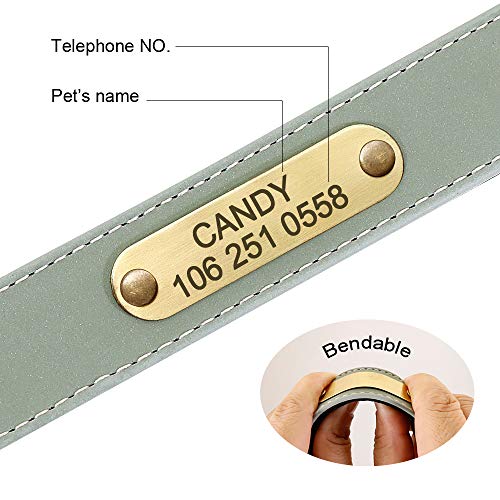 Didog Collar de perro reflectante personalizado con placa de identificación de bronce grabada – Collar de perro acolchado de neopreno suave, collares ajustables para perros pequeños medianos y grandes