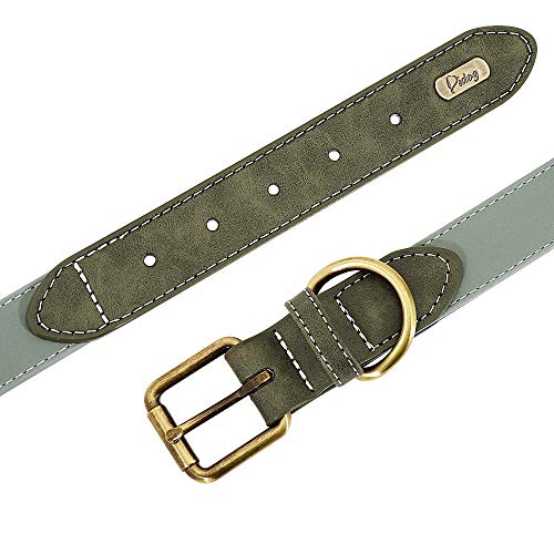 Didog Collar de perro reflectante personalizado con placa de identificación de bronce grabada – Collar de perro acolchado de neopreno suave, collares ajustables para perros pequeños medianos y grandes