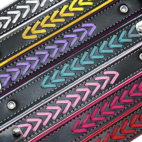 Didog Collar personalizado de cuero, collares de perro grabados de cuero trenzado con placa de identificación personalizada para perros pequeños y medianos grandes, azul, tamaño L