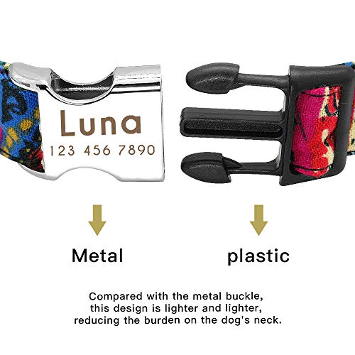 Didog - Collares personalizados para perros con hebilla de liberación rápida grabada, diseños modernos, para perros pequeños, medianos y grandes