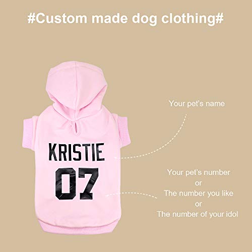 Didog Sudaderas personalizadas para perros, camiseta de suéter con nombre y número de mascotas, ropa de identificación para perros pequeños y medianos, rosa, XS