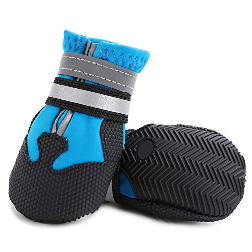 Dimicoo Botas de invierno para perro con suela de goma antideslizante de neopreno para nieve y clima fresco