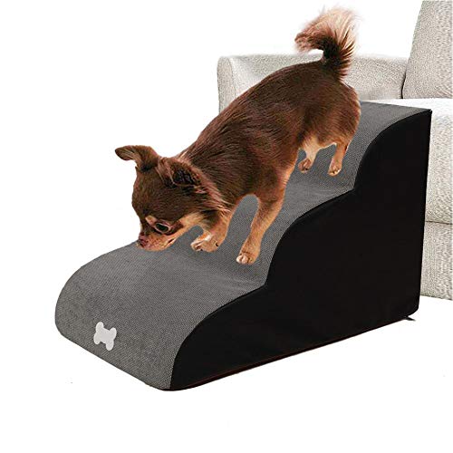 Dinapy Easy Step - Escalera para perros (3 niveles, 60 x 40 cm), color gris