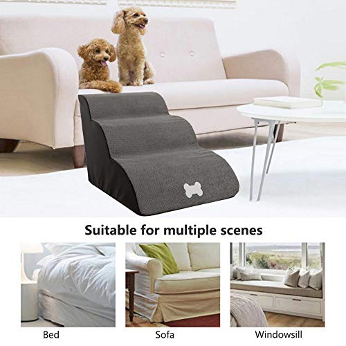 Dinapy Easy Step - Escalera para perros (3 niveles, 60 x 40 cm), color gris