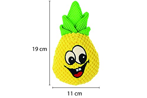 Dingo 16997 - Juguete interactivo de peluche con piña de 19 cm, con sonido incorporado, material de ruido cosido, juego con perro divertido