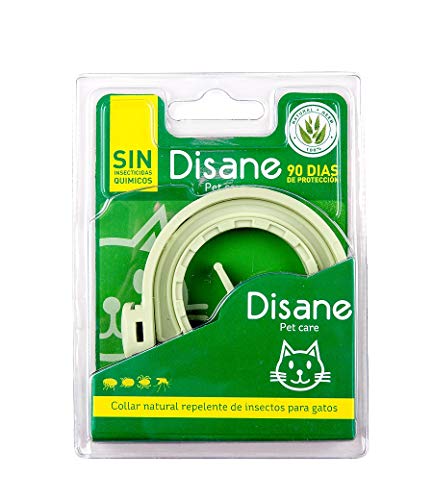 DISANE Collar Antiparasitario para Gatos 100% Natural | 3 Meses de Protección Contra Insectos y Parásitos: Repelente de Pulgas, Garrapatas y Mosquitos | Collar Antipulgas Gato Adulto y Cachorro