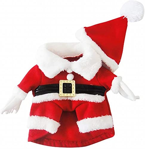 Disfraces de Navidad Para Mascotas Traje de Perro Con Gorra Traje de Papá Noel Sudaderas Con Capucha Para Perros Disfraces de Navidad Para Gatos Traje Fiesta Cálido En Invierno (Rojo) A,XS