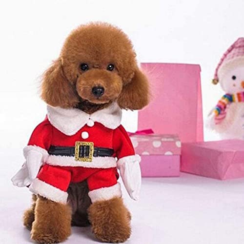 Disfraces de Navidad Para Mascotas Traje de Perro Con Gorra Traje de Papá Noel Sudaderas Con Capucha Para Perros Disfraces de Navidad Para Gatos Traje Fiesta Cálido En Invierno (Rojo) A,XS