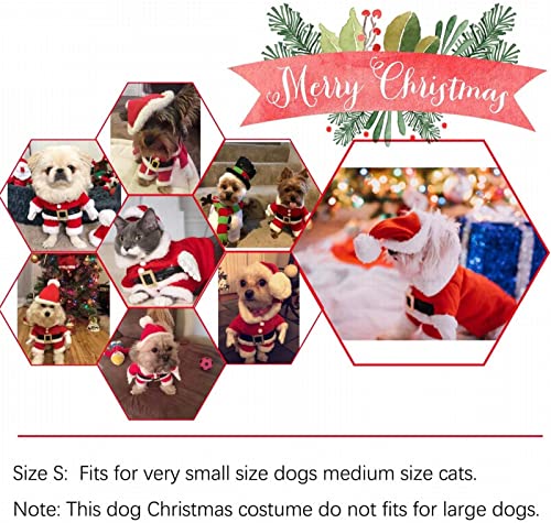 Disfraces de Navidad Para Mascotas Traje de Perro Con Gorra Traje de Papá Noel Sudaderas Con Capucha Para Perros Disfraces de Navidad Para Gatos Traje Fiesta Cálido En Invierno (Rojo) A,XS