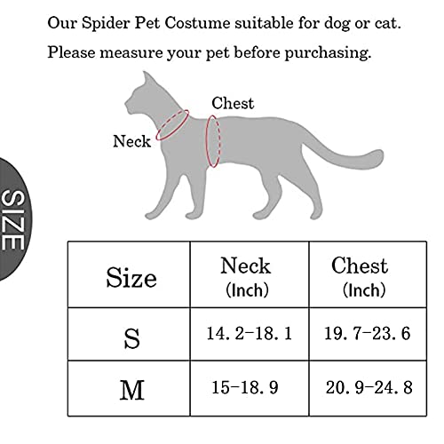 Disfraz de araña de Halloween para Perro Disfraz Perro Halloween Cosplay de Halloween, Decoración de Fiesta con Velcro Ajustable para Perros pequeños y medianos (M)