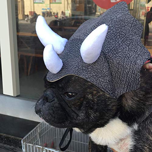 Disfraz de Dinosaurio para Perro, Triceratops, Sombrero para Mascotas, Tocado, Disfraz de Perro y Gato, Disfraz de Fiesta, Cosplay, Bonito Tocado de Cuerno