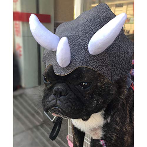 Disfraz de Dinosaurio para Perro, Triceratops, Sombrero para Mascotas, Tocado, Disfraz de Perro y Gato, Disfraz de Fiesta, Cosplay, Bonito Tocado de Cuerno