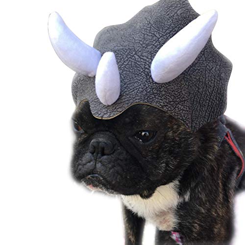 Disfraz de Dinosaurio para Perro, Triceratops, Sombrero para Mascotas, Tocado, Disfraz de Perro y Gato, Disfraz de Fiesta, Cosplay, Bonito Tocado de Cuerno