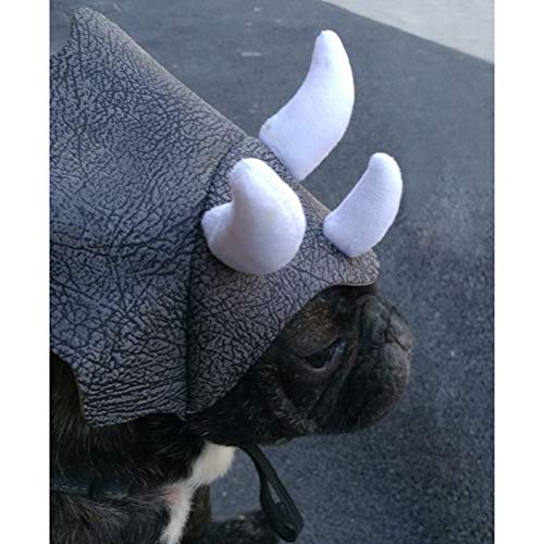 Disfraz de Dinosaurio para Perro, Triceratops, Sombrero para Mascotas, Tocado, Disfraz de Perro y Gato, Disfraz de Fiesta, Cosplay, Bonito Tocado de Cuerno