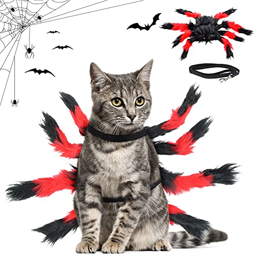 Disfraz De Halloween del Gatos Perros,Disfraz para Perro De Halloween,Mascota araña Ropa,Disfraz de Araña para Halloween,Disfraces Divertidos de Halloween para Mascotas (Rojo)