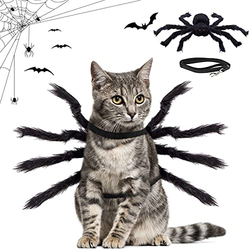 Disfraz De Halloween del Gatos Perros,Disfraz para Perro De Halloween,Mascota araña Ropa,Disfraz de Araña para Halloween,Disfraces Divertidos de Halloween para Mascotas (Negro)