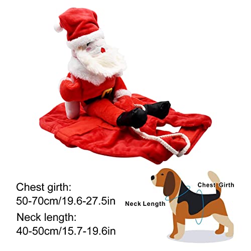 Disfraz de Perro de Santa,Tianher Lindo y Gracioso Traje de Montar de Papá Noel Disfraces de Navidad para Perros y Gatos Adecuado para Juegos de rol y Vestimenta Festiva (Código L)