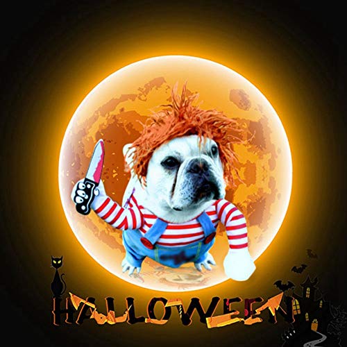 Disfraz de Perro Mortal para Perro de Miedo, Ropa de Halloween, Cosplay, muñeca Chucky, Disfraz de Perro, para Fiestas de Perro, Ideal para Perros Grandes y pequeños