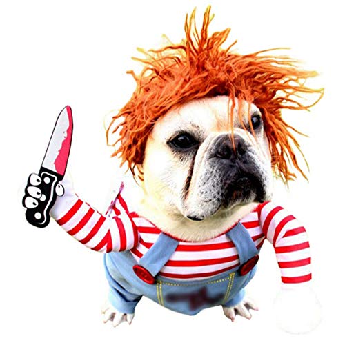 Disfraz de Perro Mortal para Perro de Miedo, Ropa de Halloween, Cosplay, muñeca Chucky, Disfraz de Perro, para Fiestas de Perro, Ideal para Perros Grandes y pequeños