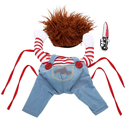 Disfraz de Perro Mortal para Perro de Miedo, Ropa de Halloween, Cosplay, muñeca Chucky, Disfraz de Perro, para Fiestas de Perro, Ideal para Perros Grandes y pequeños