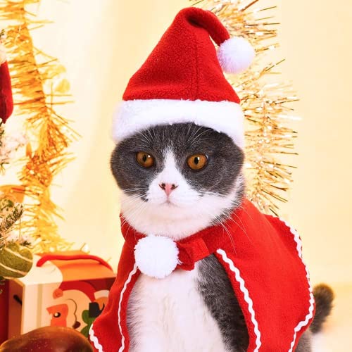 Disfraz de perro para mascotas, capa de Navidad, gorro de Papá Noel, bufanda, sombrero de astas, pajarita, bonito disfraz de Navidad para gato, regalo