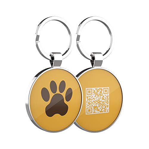 DISONTAG Placas para Perros,Placa para Perros Personalizadas, Etiqueta de identificación de mascota,QR posterior directo al perfil Guardar y mostrar información | Modificable