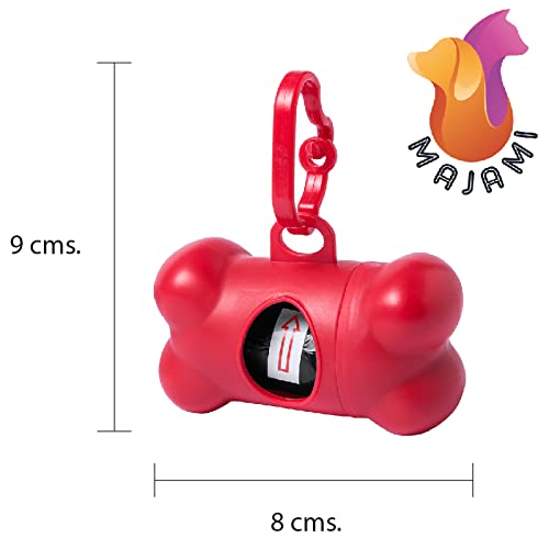 Dispensador de bolsas recoge cacas perro, dispensador con forma de hueso de bolsitas colectoras de excremento de perros y mascotas, 15 Bolsas Biodegradables (Verde)