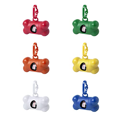 Dispensador de bolsas recoge cacas perro, dispensador con forma de hueso de bolsitas colectoras de excremento de perros y mascotas, 15 Bolsas Biodegradables (Verde)