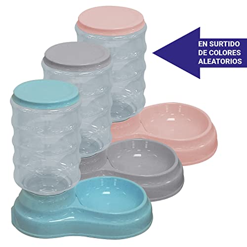 Dispensadores Automáticos De Comida y Agua para Perros y Gatos, Tolva para Mascotas. Bebedero y Comedero Automático para Animales. Ref.51189-51190 (Bebedero y comedero)