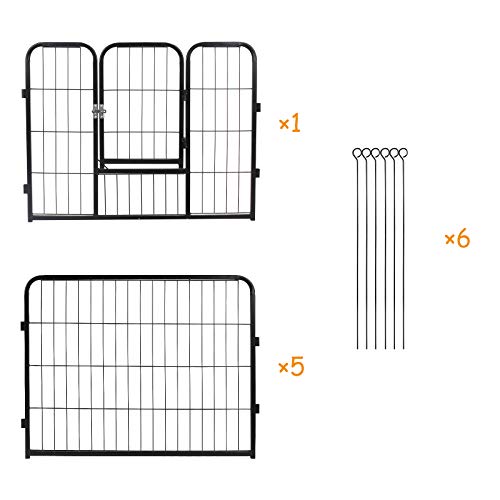 display4top Parque para Perros Jaula de Perros para Perros Gato Conejo Interior y Exterior, Jaula Plegable con Puerta, 6 Vallas, Negro (60cm x 80cm)
