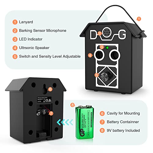 Dispositivo Antiladridos para Perros, 3 Frecuencias Automática Ultrasónicos Dispositivo Antiladridos, 50 Pies Dispositivos Control Ladridos Perro a Prueba Agua Dispositivo Disuasión Ladridos con LED