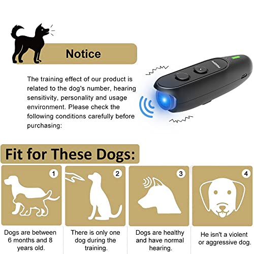 Dispositivo antiladridos para perros con frecuencia variable ultrasónica de corteza de perro, 2 en 1, dispositivo de control de ladridos de perros, herramienta de entrenamiento manual para perros